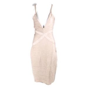 Nude plunge bandage midi dress L